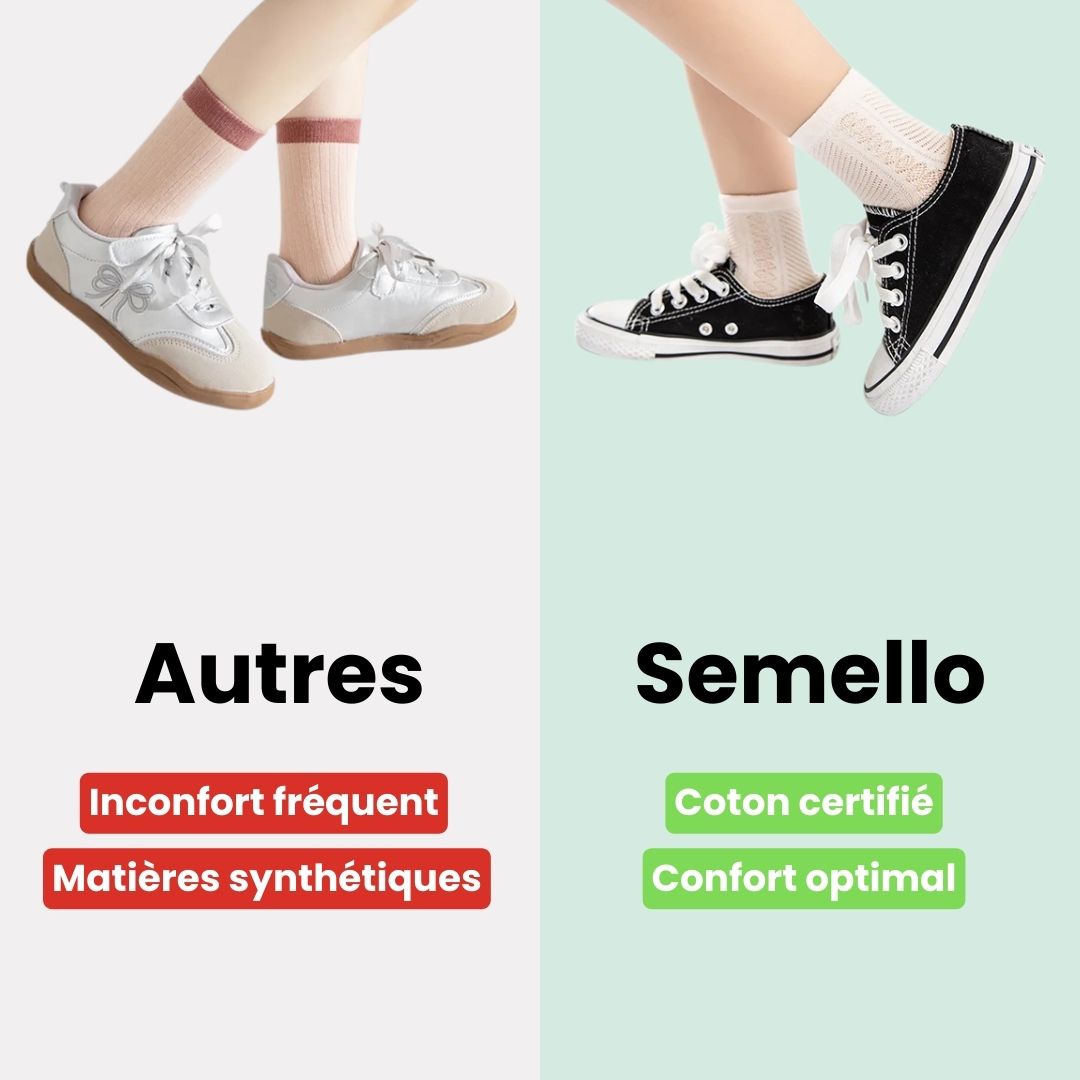 Four pairs of soft breathable cotton socks for children, worn on the foot and ankle