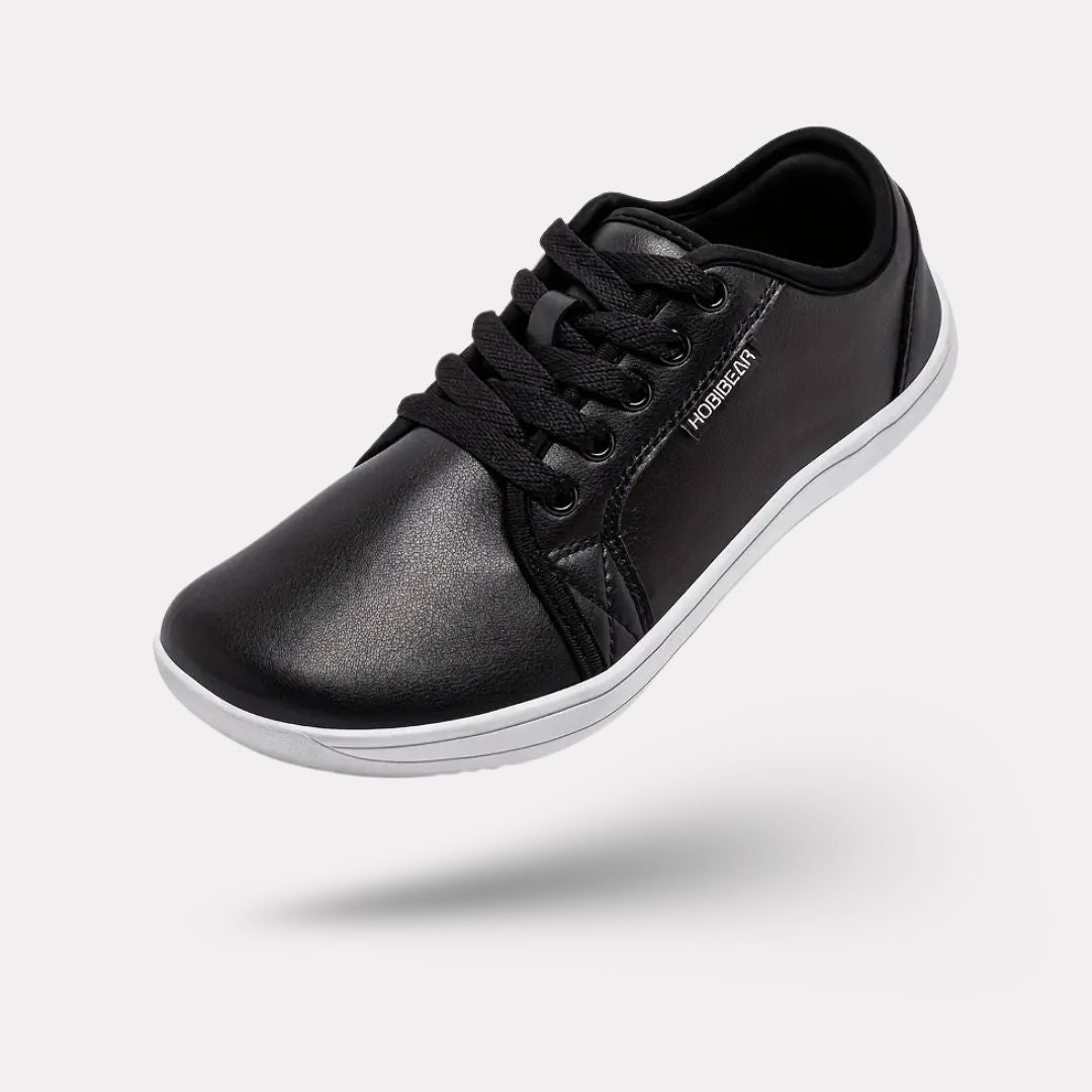 Caramel leather barefoot shoes with a wide toe box and a thin flexible sole