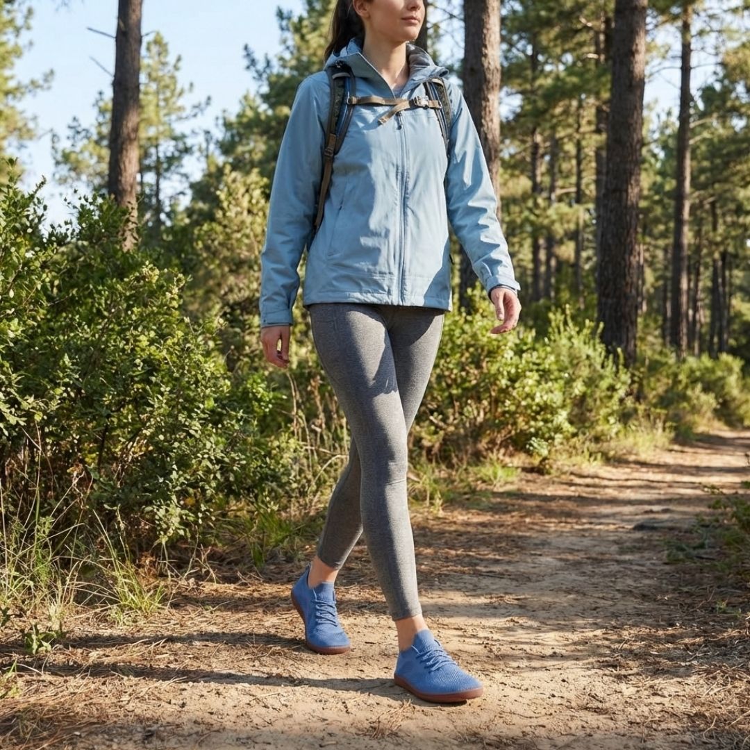 Breathable barefoot shoes with a wide toe box and a thin flexible sole