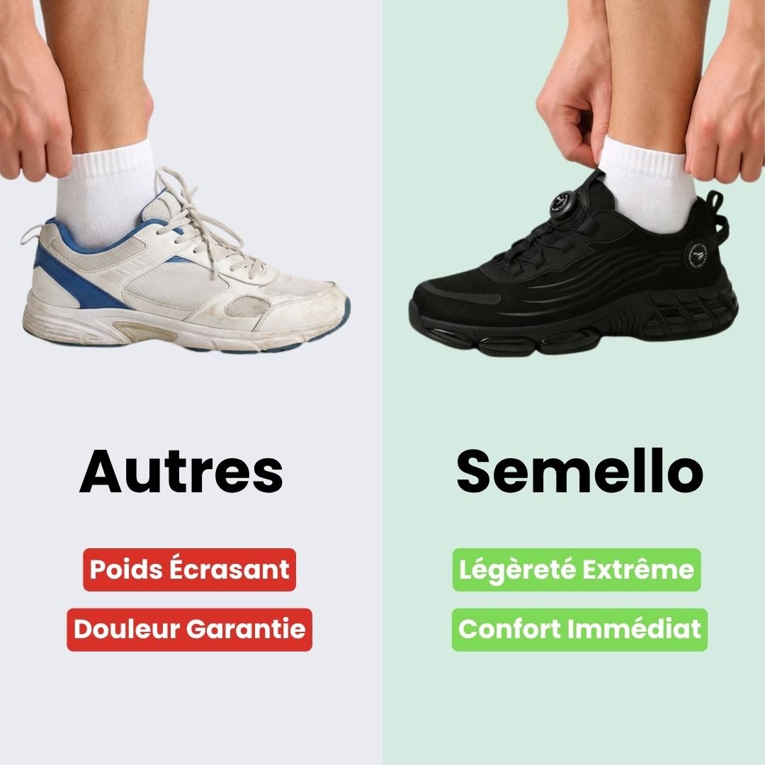 Black orthopedic safety shoes with a reinforced toe cap and cushioned sole