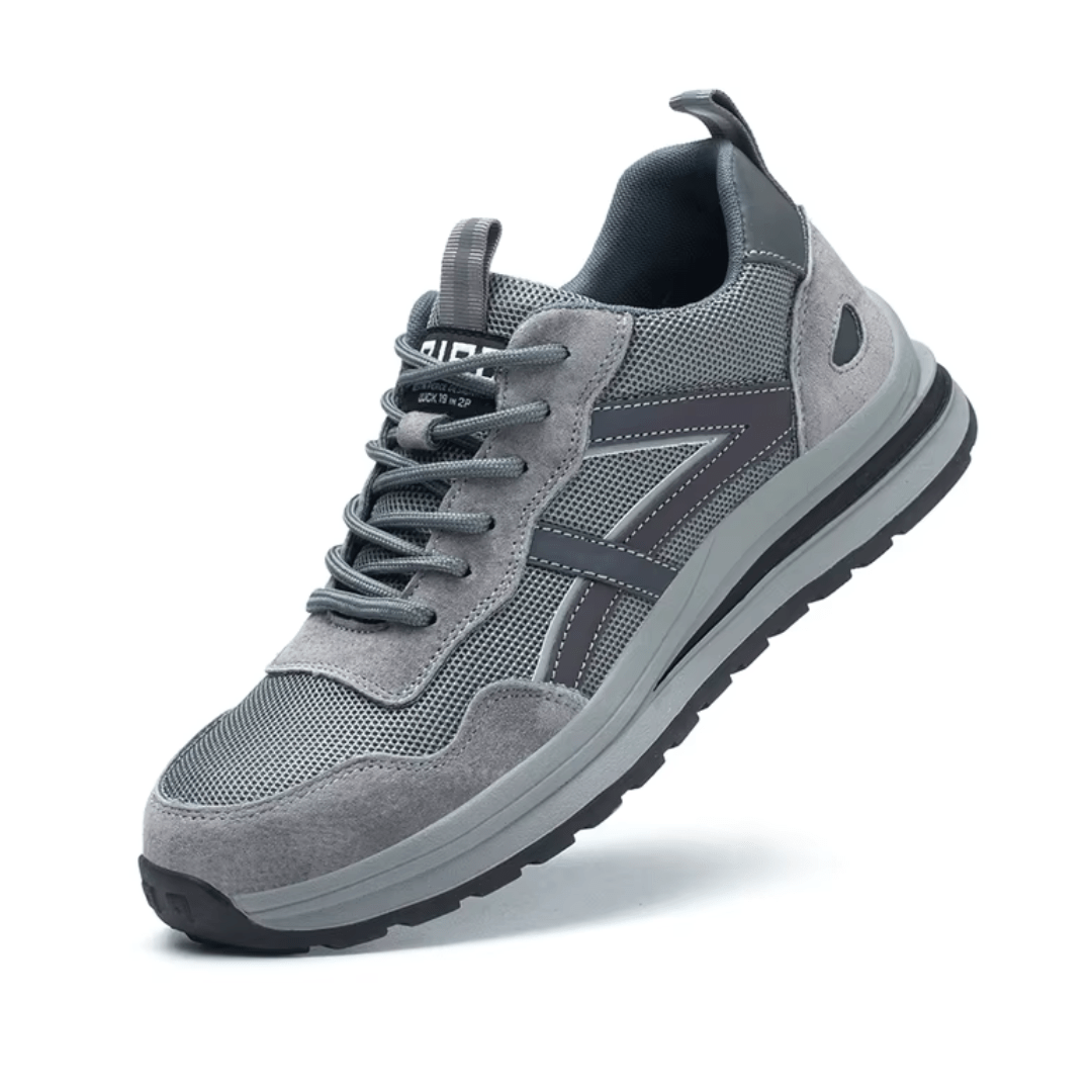 Men's breathable mesh sneakers with orthopedic arch support, in brown and gray