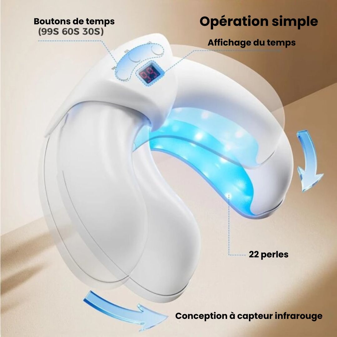 Handheld light therapy device held over the toenail to treat nail fungus