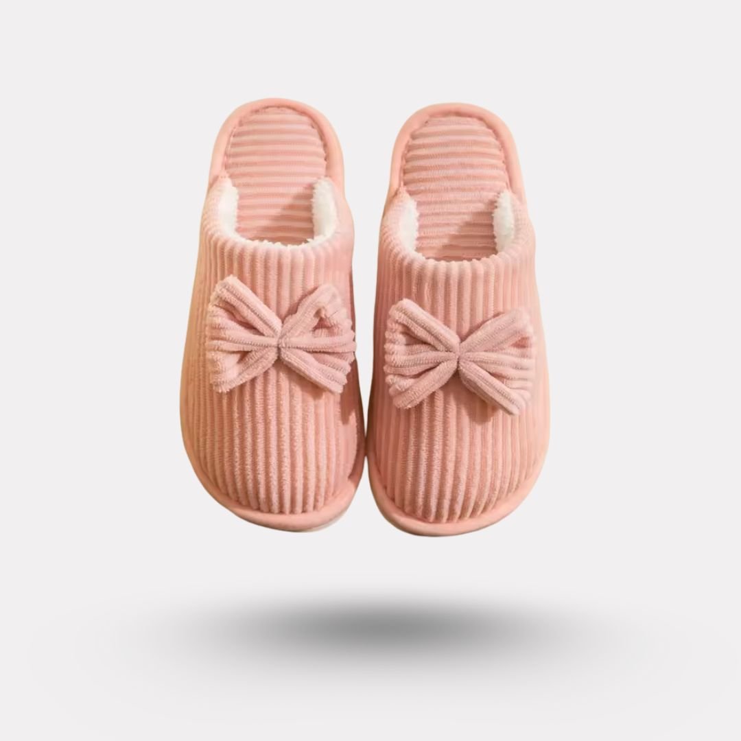 Warm soft-lined winter house slippers in beige, pink, gray and black