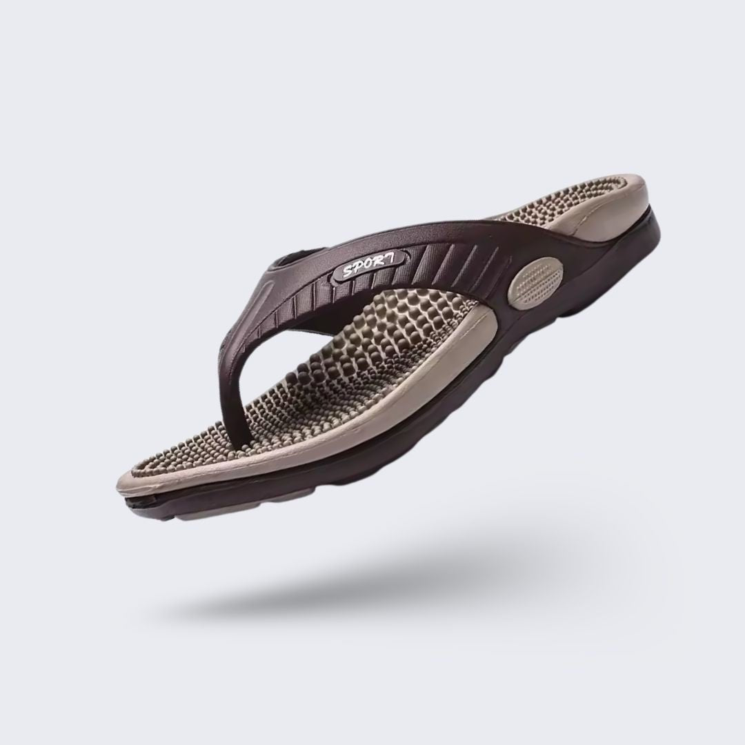Black orthopedic sandals for men with adjustable straps across the instep