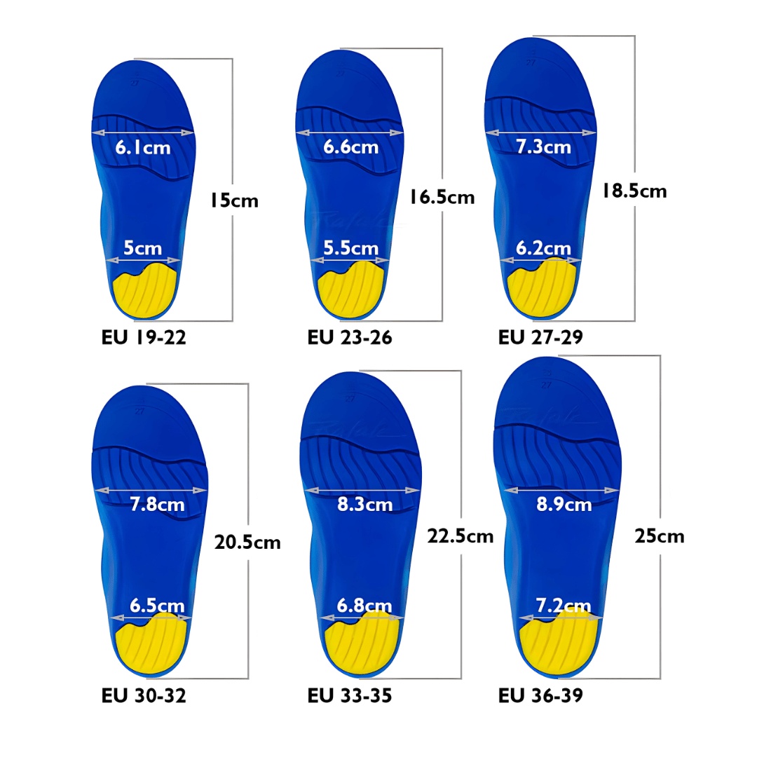 Orthopedic insoles for kids with a molded arch that corrects foot alignment