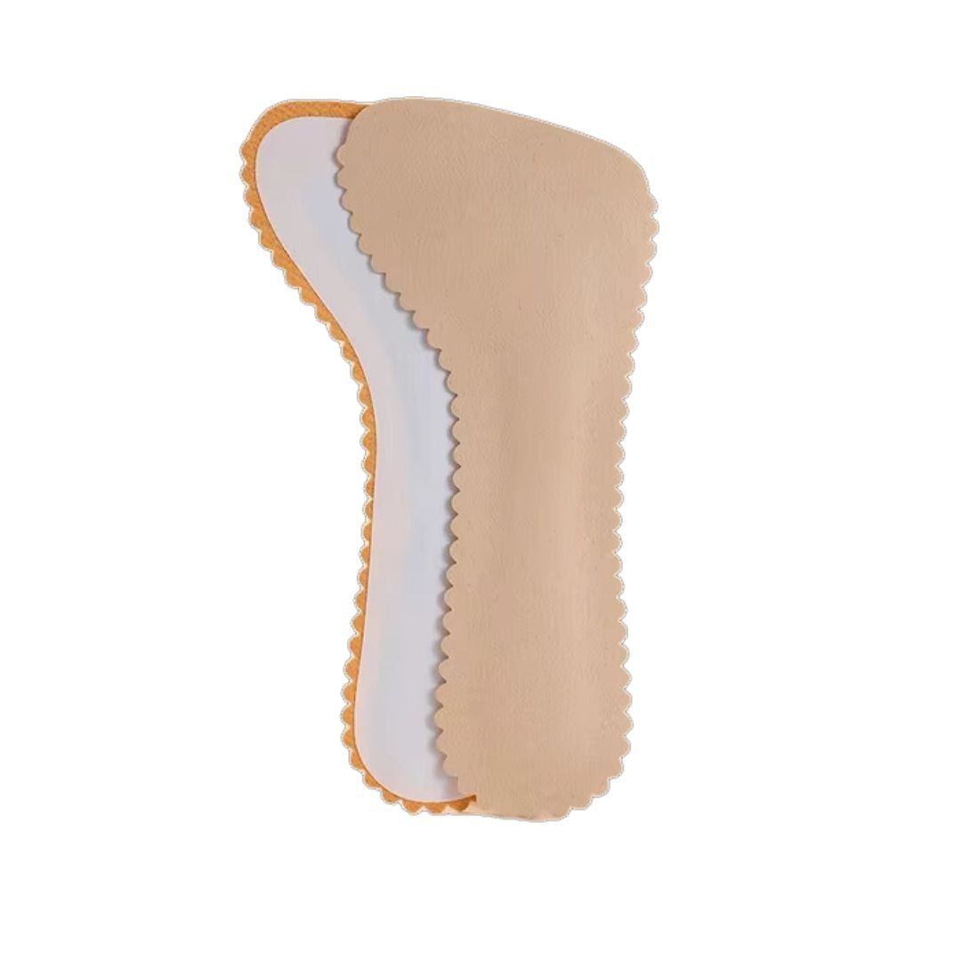 Memory foam high heel insoles in nude, black and pink, placed under the forefoot
