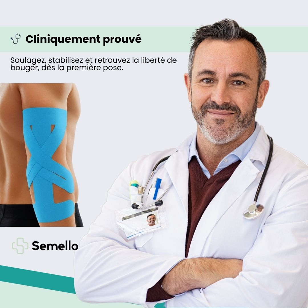 Set of elastic elbow straps worn just below the joint, in blue, black and khaki