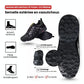 Men's orthopedic walking shoes with a thick sole, in black and red, blue, and gray and orange