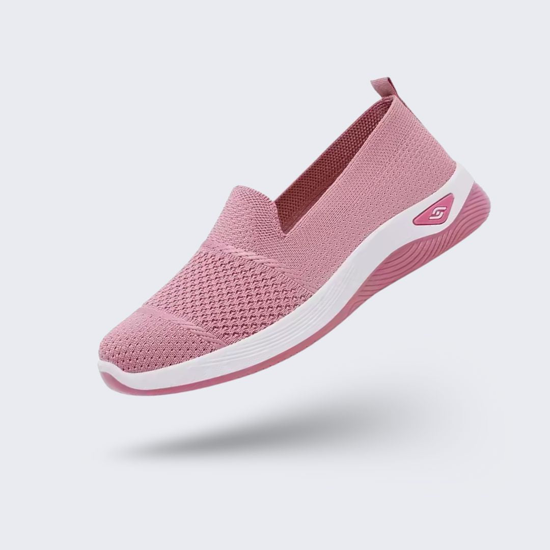 Women's orthopedic sneakers on a wide cushioned sole, in black, green, pink, gray and beige
