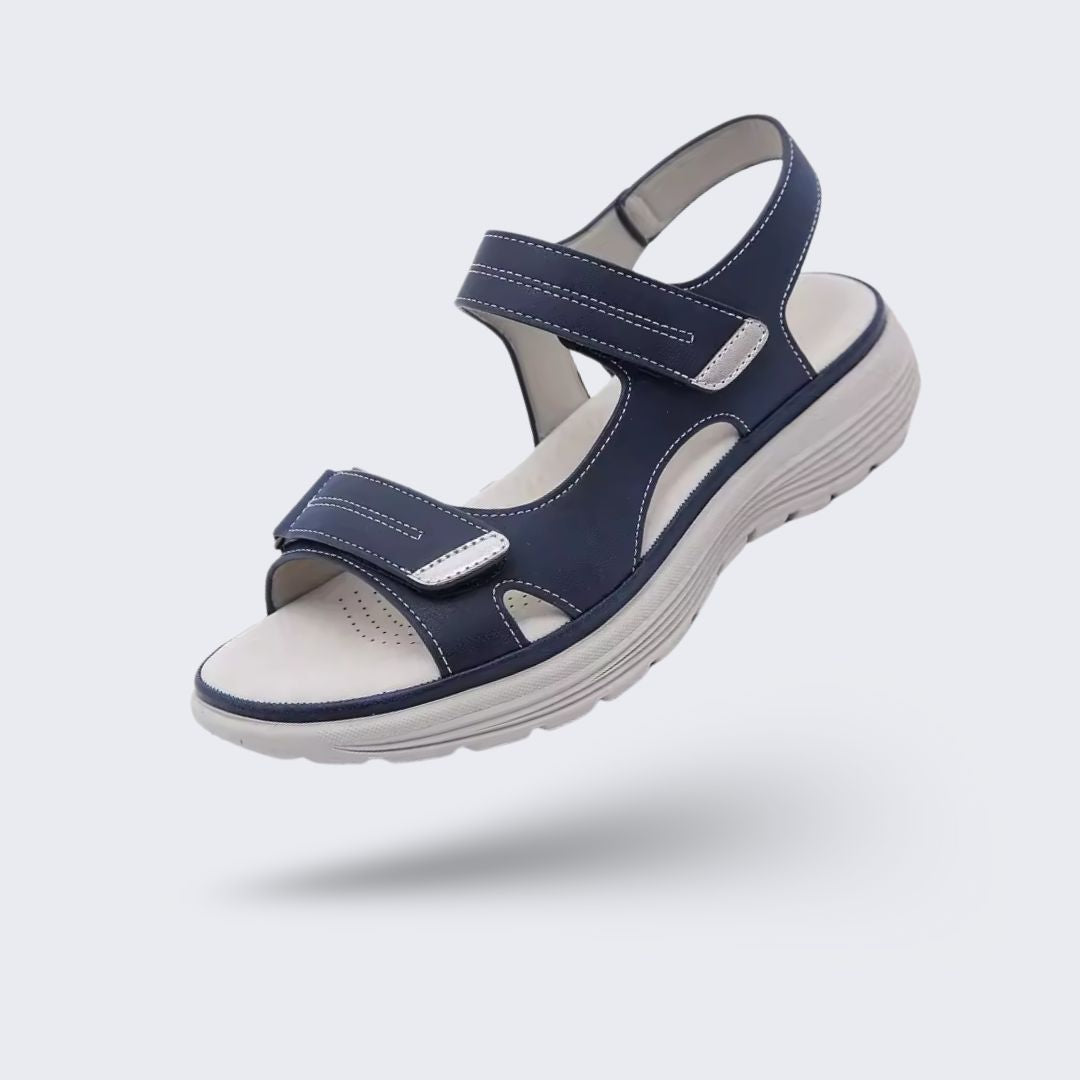Women's orthopedic sandals with adjustable straps across the instep and toes