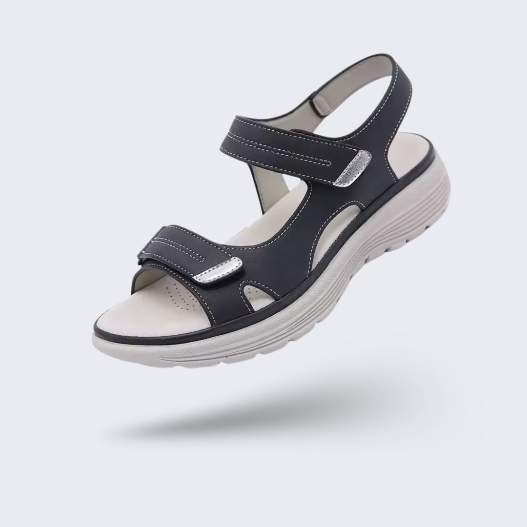 Women's orthopedic sandals with adjustable straps across the instep and toes
