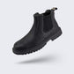 Brown leather safety boots with a reinforced toe and a lace-up ankle shaft