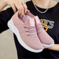 Women's orthopedic comfort sneakers with a breathable knit upper, in pink, gray, black or brown