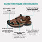 Men's orthopedic summer sandals with adjustable straps, in light brown, black, gray and navy