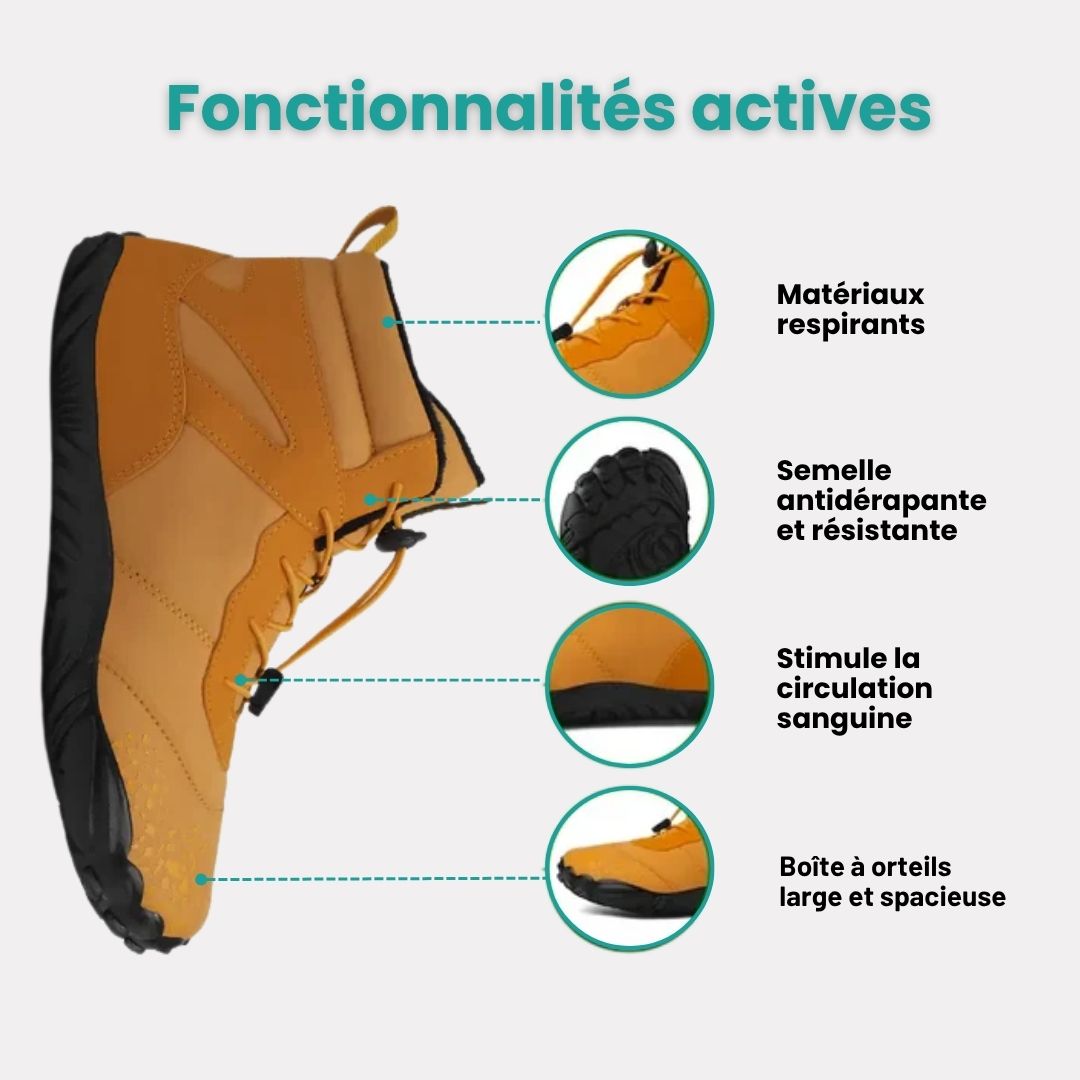 Waterproof winter barefoot shoes with a thin sole and warm lining, in brown, black, gray or blue