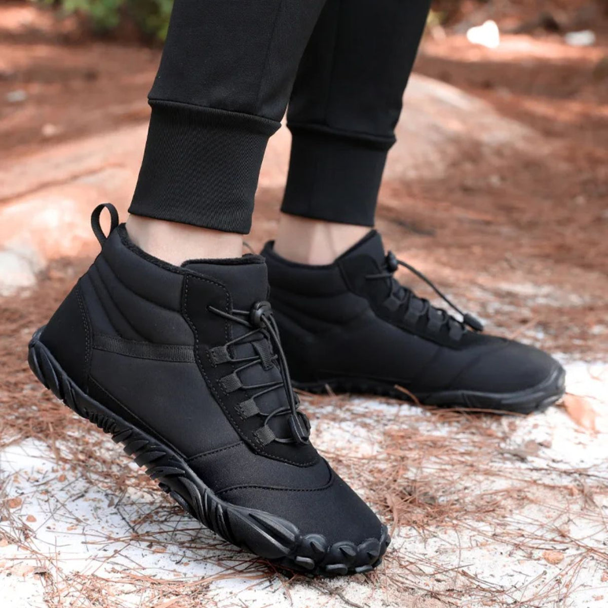 Insulated barefoot shoes in black, brown and navy with a thin flexible sole