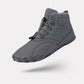 Green winter barefoot shoes with a lined upper and a flat wide toe box
