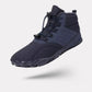 Green winter barefoot shoes with a lined upper and a flat wide toe box