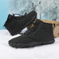 Green winter barefoot shoes with a lined upper and a flat wide toe box