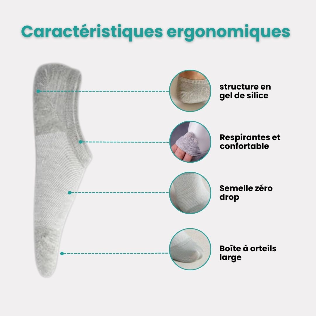 Thin bamboo fiber socks in black, white and mixed colors, sitting just above the ankle