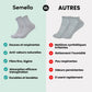 Bamboo fiber crew socks worn at the ankle, in five-pair packs of black, gray or navy