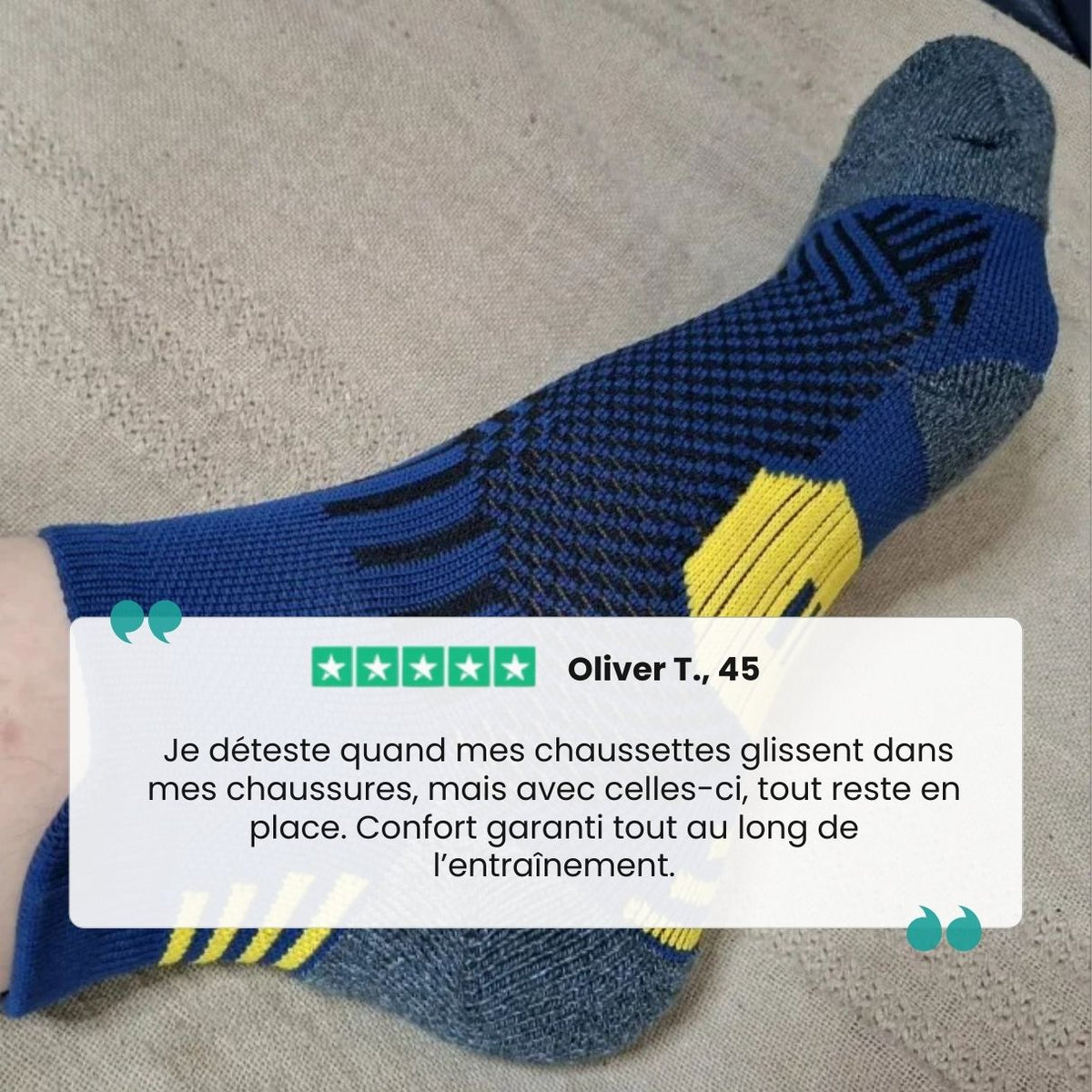 Three pairs of navy sport socks with reinforced heel and toe panels