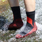 Waterproof outdoor socks pulled up the calf for hiking and cycling