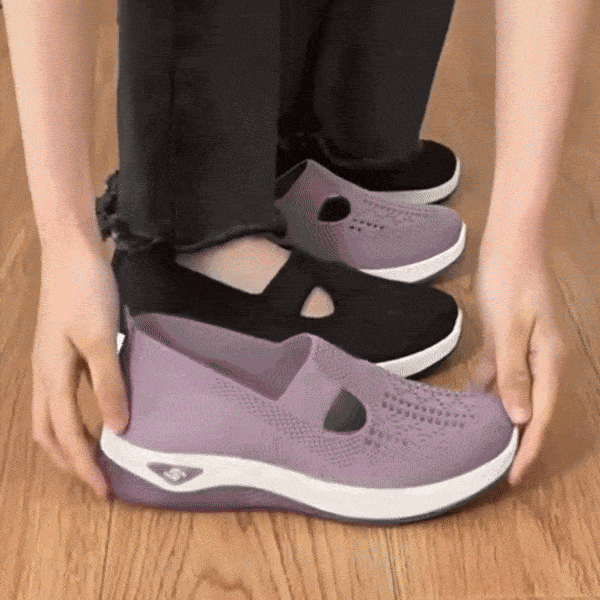 Women's orthopedic sneakers with a cushioned footbed, in light purple, gray, black and dark green