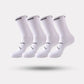 Black and white running socks in ankle and crew heights with a reinforced arch band