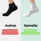Black and white running socks in ankle and crew heights with a reinforced arch band
