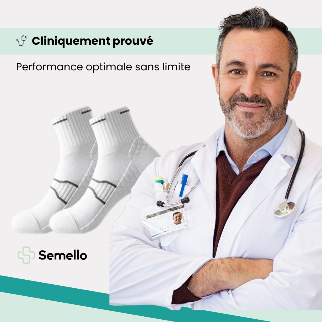 Black and white running socks in ankle and crew heights with a reinforced arch band
