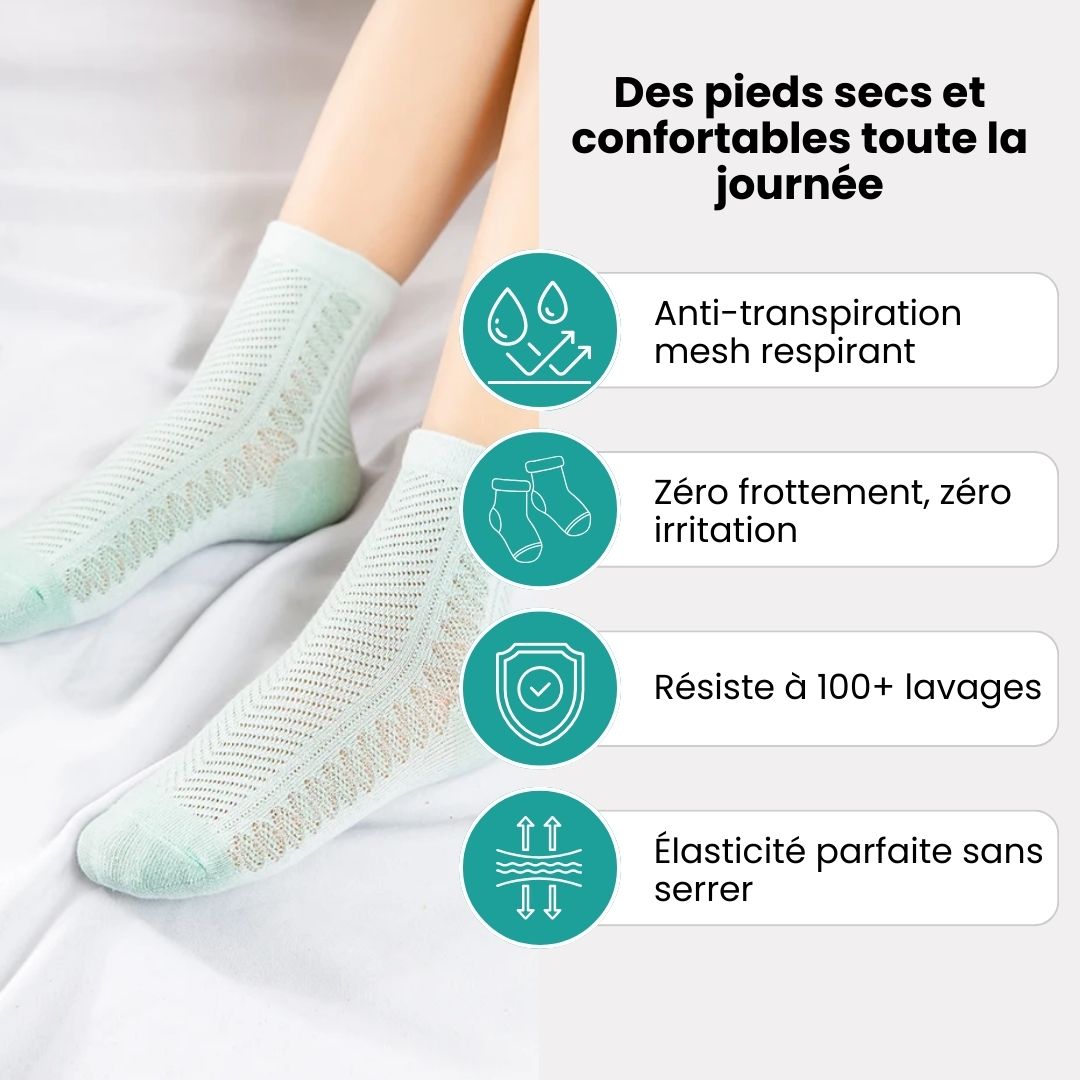 Four pairs of soft breathable cotton socks for children, worn on the foot and ankle