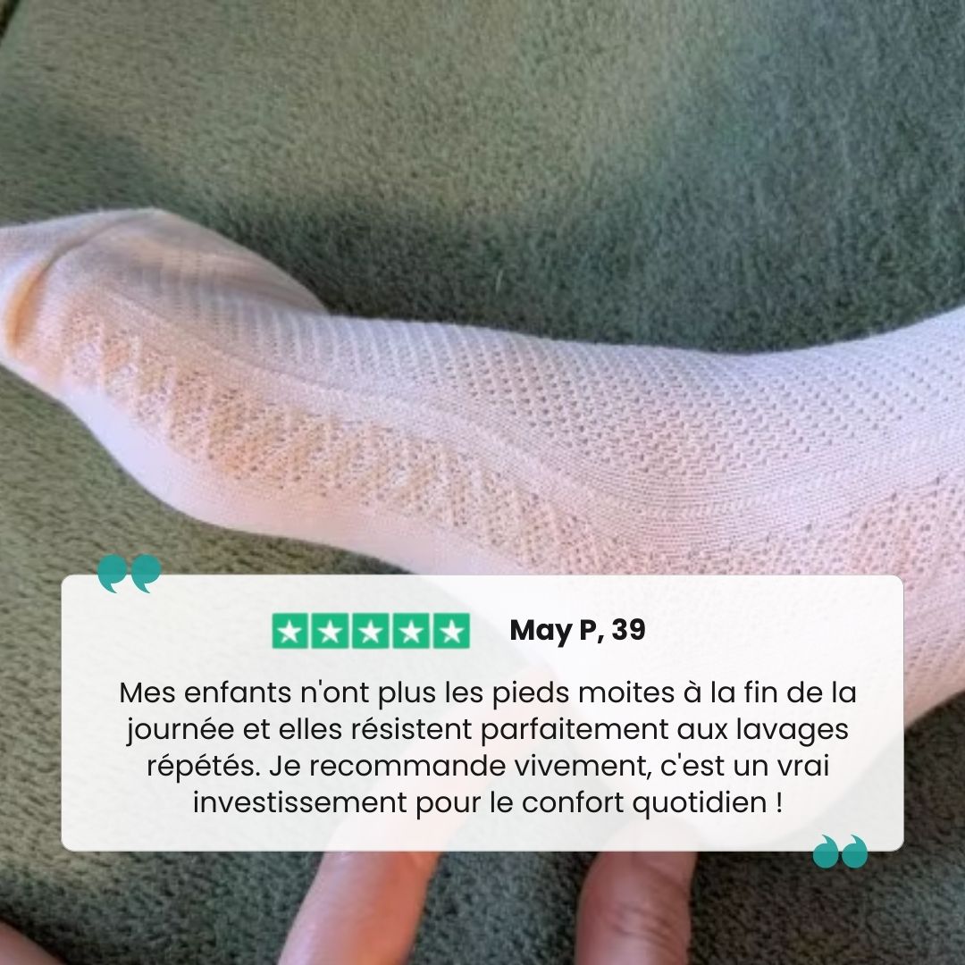 Four pairs of soft breathable cotton socks for children, worn on the foot and ankle
