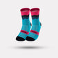 Mid-calf cycling socks in breathable knit, in green, orange, black, pink and blue