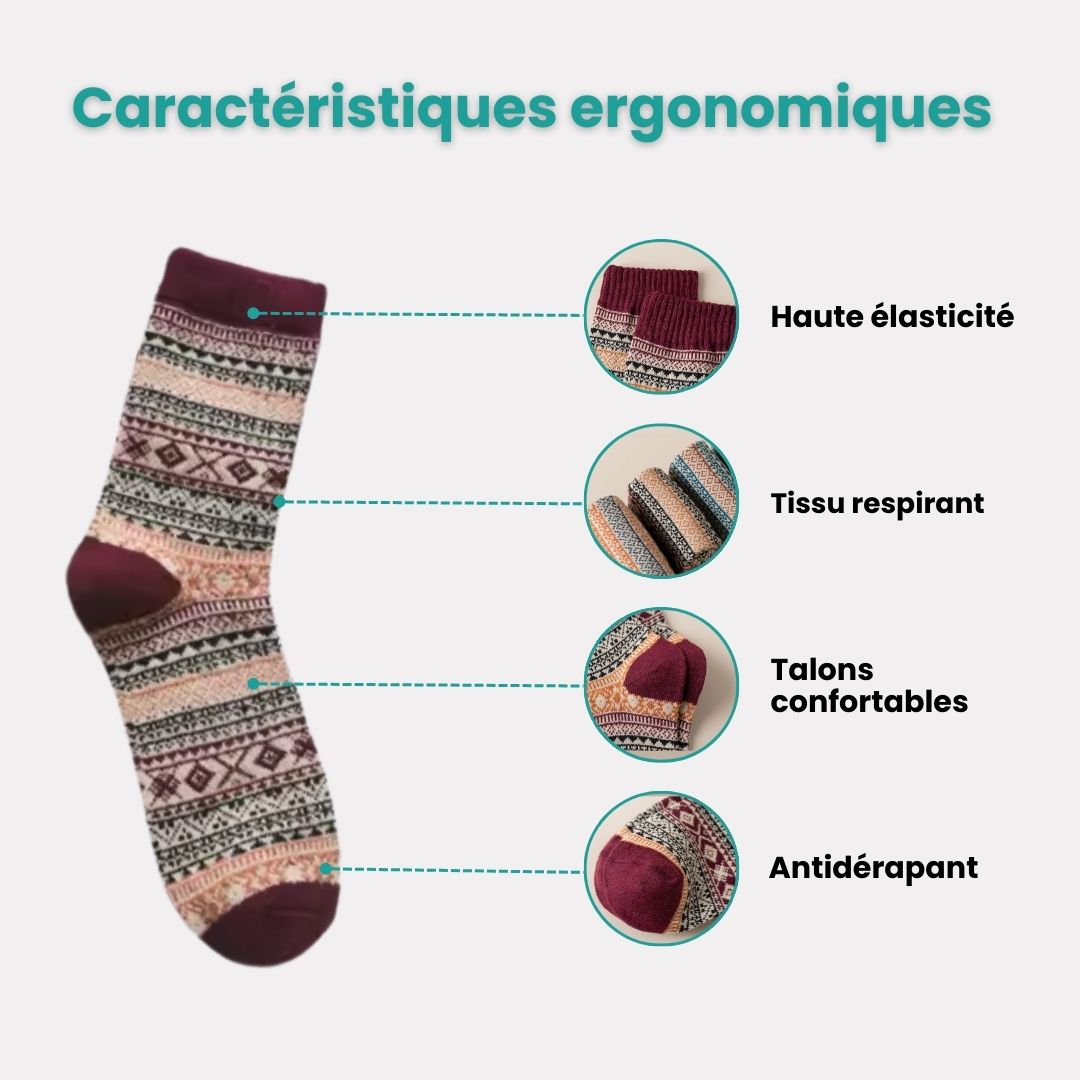 Four pairs of thick wool socks knitted to sit mid-calf for winter warmth