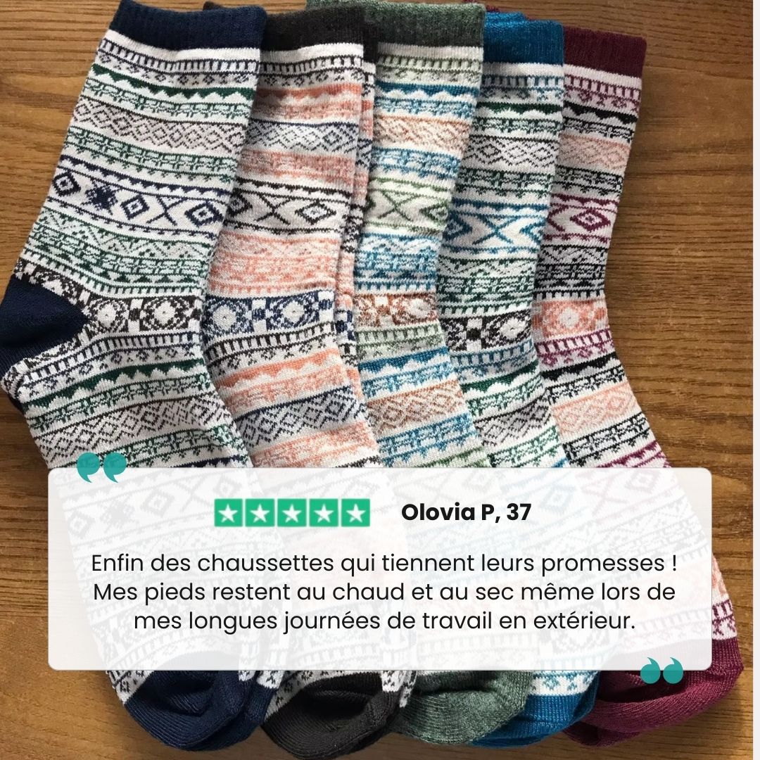 Four pairs of thick wool socks knitted to sit mid-calf for winter warmth