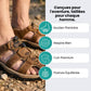 Brown leather orthopedic sandals with buckled straps and a contoured footbed