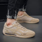 Men's orthopedic sneakers with a cushioned midsole, in beige, dark gray and green