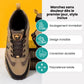 Lace-up orthopedic walking shoes with a thick cushioned sole, in caramel and black