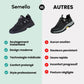 Lace-up orthopedic walking shoes with a thick cushioned sole, in caramel and black