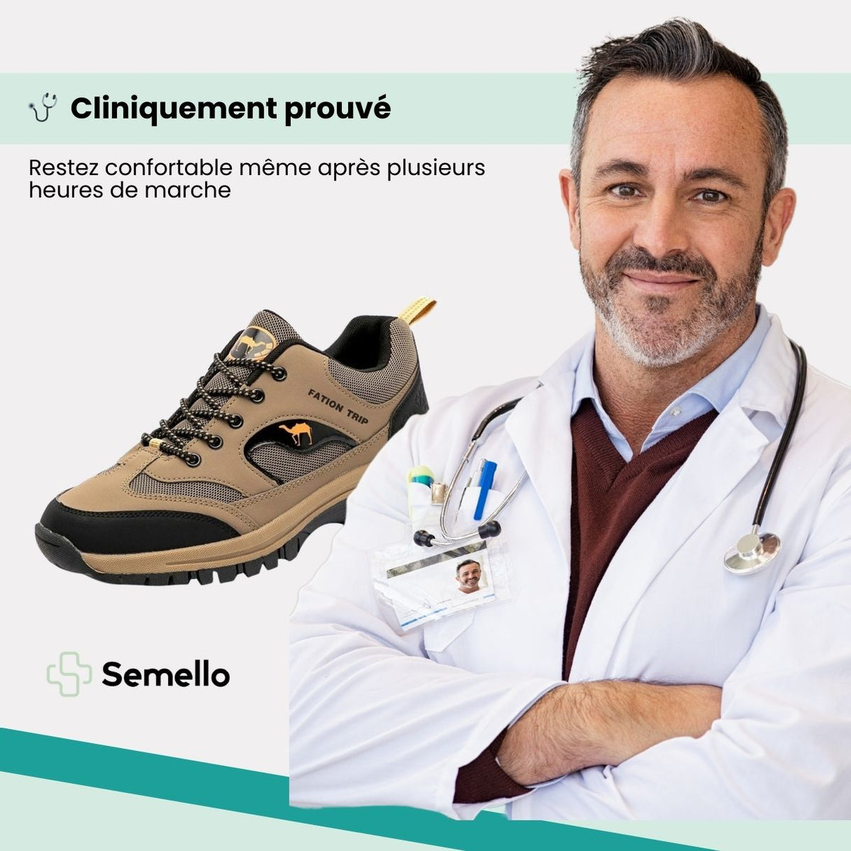 Lace-up orthopedic walking shoes with a thick cushioned sole, in caramel and black