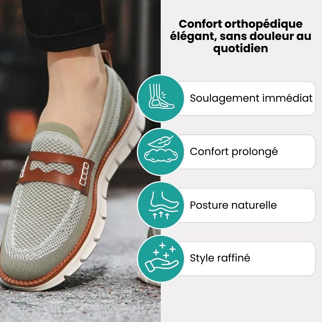 Men's slip-on orthopedic loafers with a padded collar and a cushioned insole