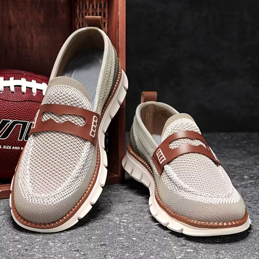 Men's slip-on orthopedic loafers with a padded collar and a cushioned insole