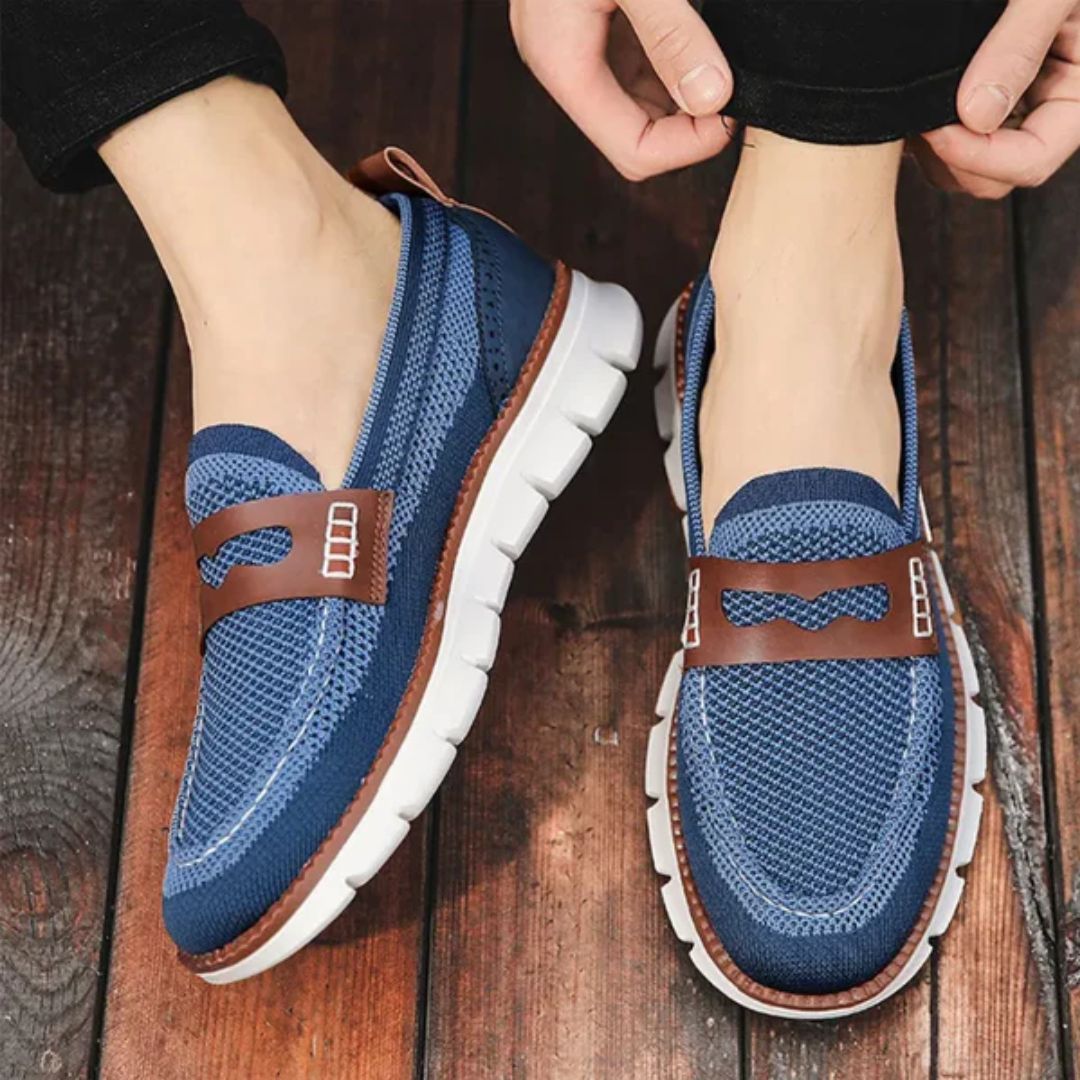 Men's slip-on orthopedic loafers with a padded collar and a cushioned insole