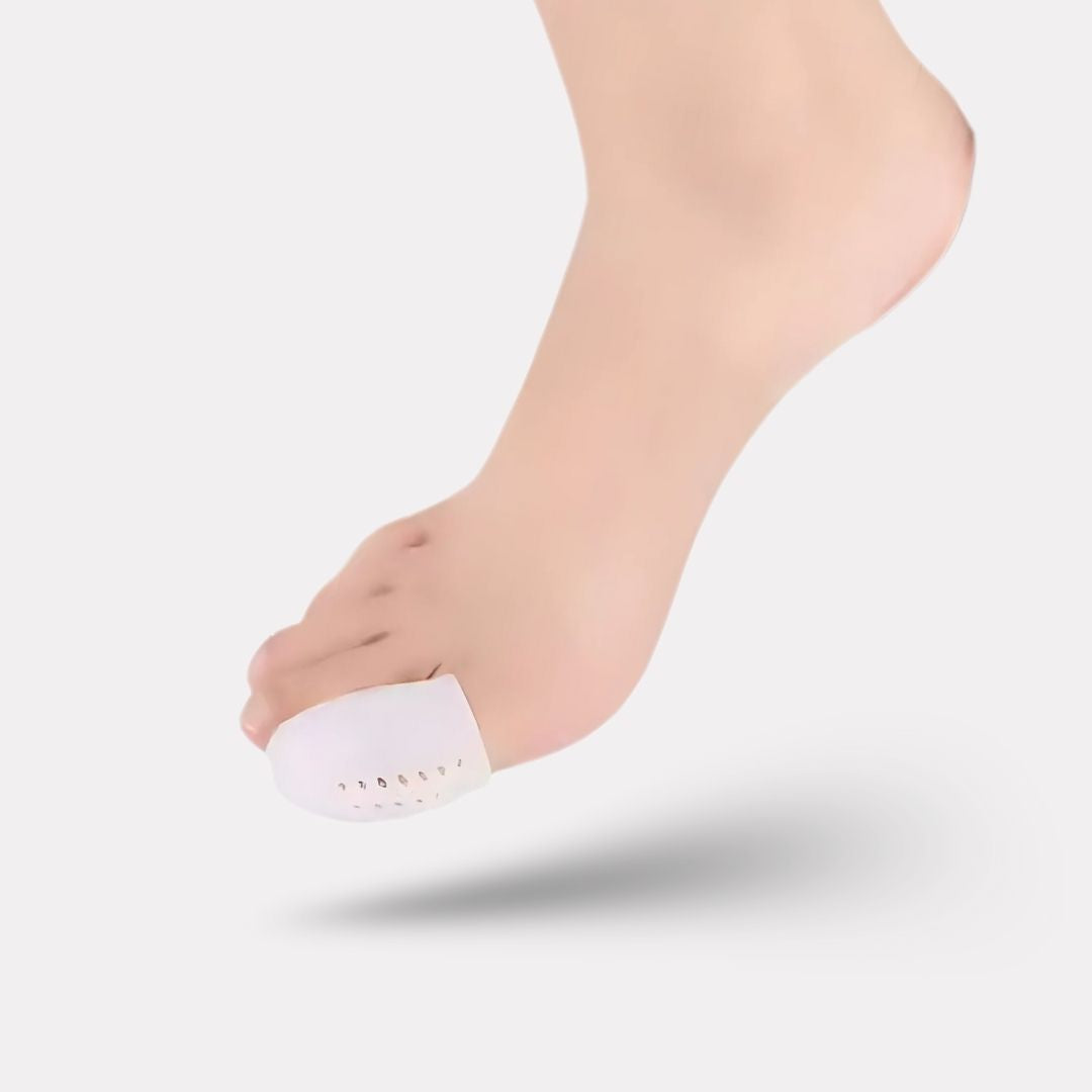 Soft sleeve worn over the big toe to cushion pressure inside the shoe