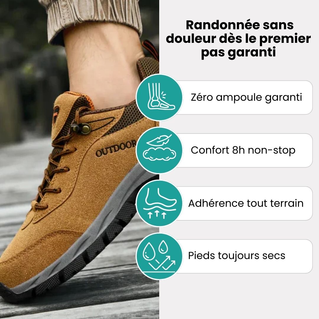Dark gray hiking shoes with a lugged rubber outsole and a padded ankle collar