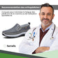 Black orthopedic walking shoes for men with a cushioned midsole and lace-up fit