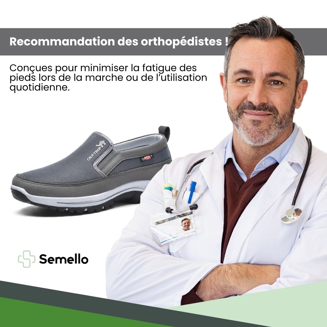 Black orthopedic walking shoes for men with a cushioned midsole and lace-up fit