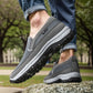 Black orthopedic walking shoes for men with a cushioned midsole and lace-up fit