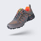 Men's orthopedic walking shoes with a thick sole, in black and red, blue, and gray and orange